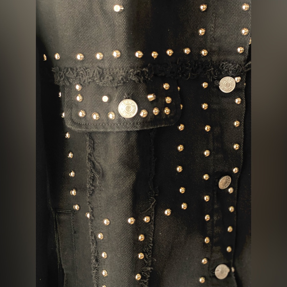 Studded Black Jean Jacket - Picture 2 of 6